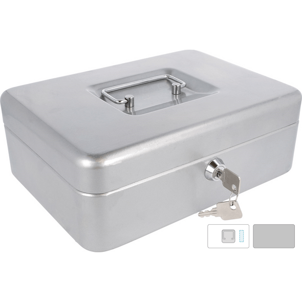 Spaarpot met grijze stalen sleutel